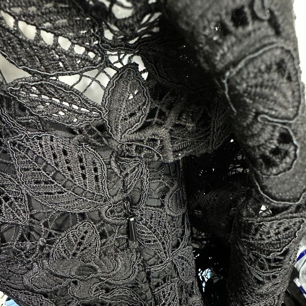 Free People Dusk Lace Off Shoulder black Mini Dress Size 0 - Picture 9 of 12